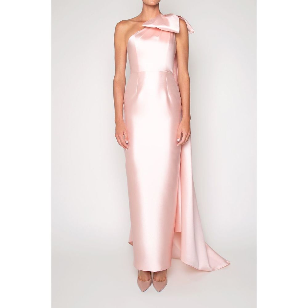 Alexia Maria Alexandra Silk and Wool Column Gown with Removable Cape